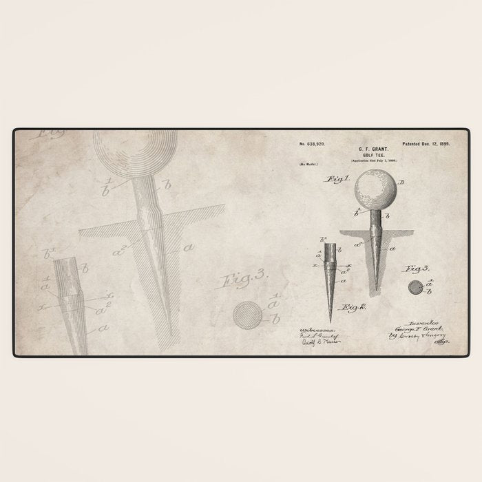 Golf Tee Patent - Golfing Tee Art - Antique Desk Mat Gallery Image 3