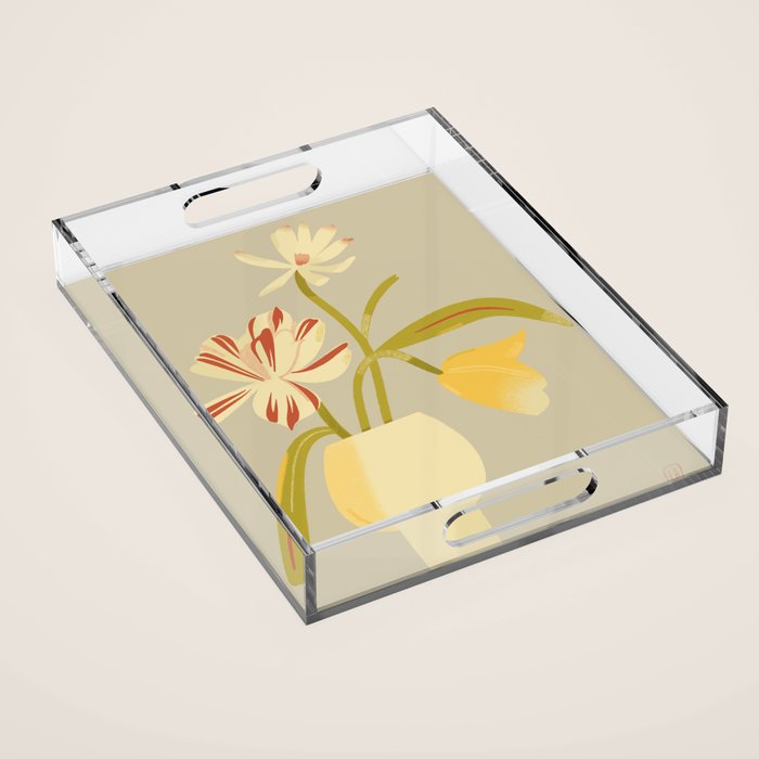 Bouquet of decorative flowers Acrylic Tray Gallery Image 1