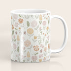 Botanical Woodcut - floral daisies, ditsy woodcut, boho, fall, autumn, flowers Coffee Mug Gallery Image 1