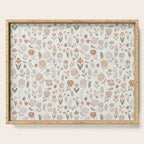 Botanical Woodcut - floral daisies, ditsy woodcut, boho, fall, autumn, flowers Serving Tray Gallery Image 1