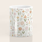 Botanical Woodcut - floral daisies, ditsy woodcut, boho, fall, autumn, flowers Coffee Mug Gallery Image 4