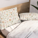 Botanical Woodcut - floral daisies, ditsy woodcut, boho, fall, autumn, flowers Pillow Sham Gallery Image 2