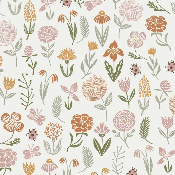 Botanical Woodcut - floral daisies, ditsy woodcut, boho, fall, autumn, flowers Coffee Mug Gallery Image 2