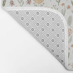 Botanical Woodcut - floral daisies, ditsy woodcut, boho, fall, autumn, flowers Bath Mat Gallery Image 2
