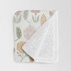 Botanical Woodcut - floral daisies, ditsy woodcut, boho, fall, autumn, flowers Throw Blanket Gallery Image 3