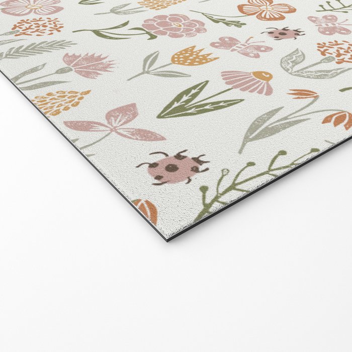 Botanical Woodcut - floral daisies, ditsy woodcut, boho, fall, autumn, flowers Welcome Mat Gallery Image 2