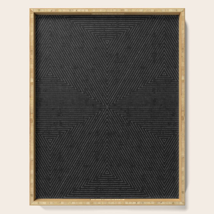 boho triangle stripes - charcoal Serving Tray Gallery Image 1