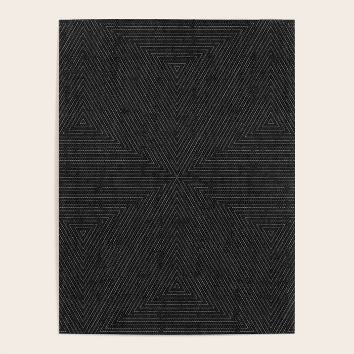 boho triangle stripes - charcoal Poster Gallery Image 1