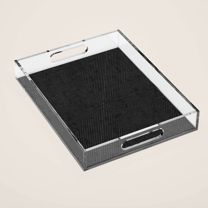 boho triangle stripes - charcoal Acrylic Tray Gallery Image 1