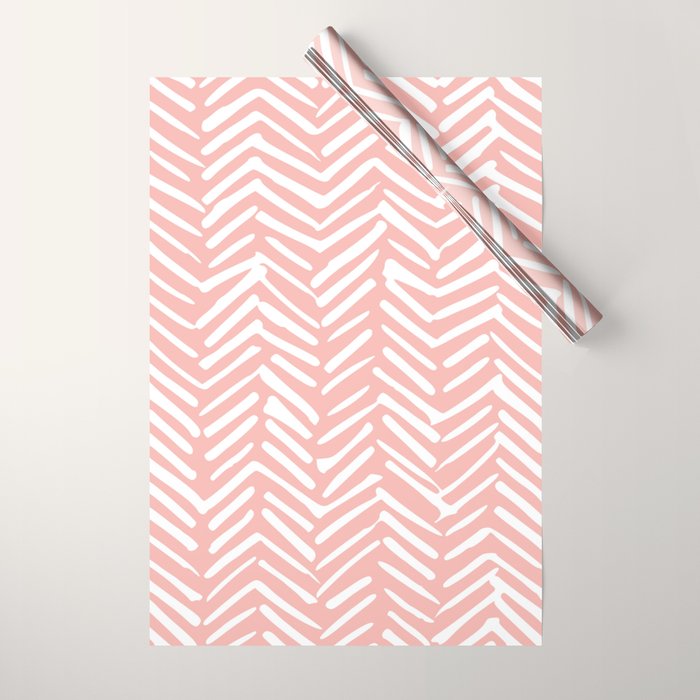 Pink, Boho, Abstract, Herringbone Pattern Wrapping Paper Gallery Image 1