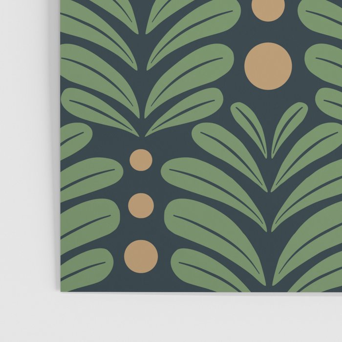 Green and Navy Botanical Scalloped Art Deco Pattern Poster Gallery Image 3