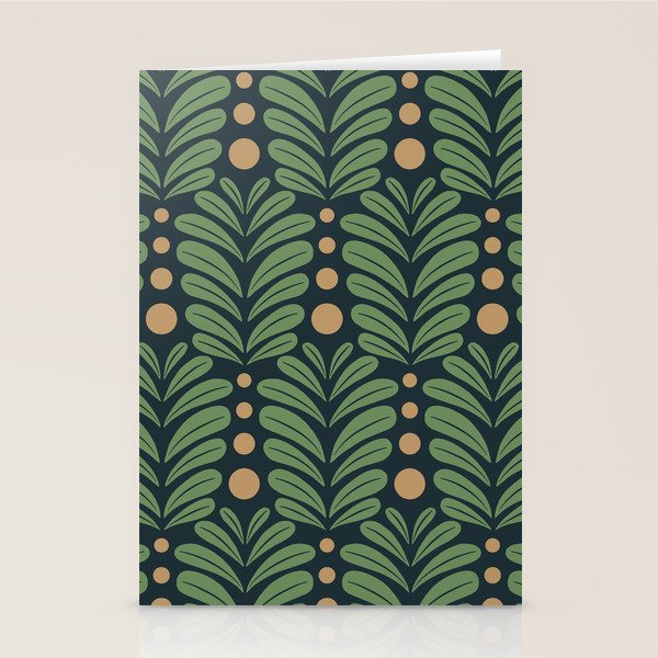 Green and Navy Botanical Scalloped Art Deco Pattern Stationery Card Gallery Image 2