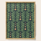 Green and Navy Botanical Scalloped Art Deco Pattern Serving Tray Gallery Image 1