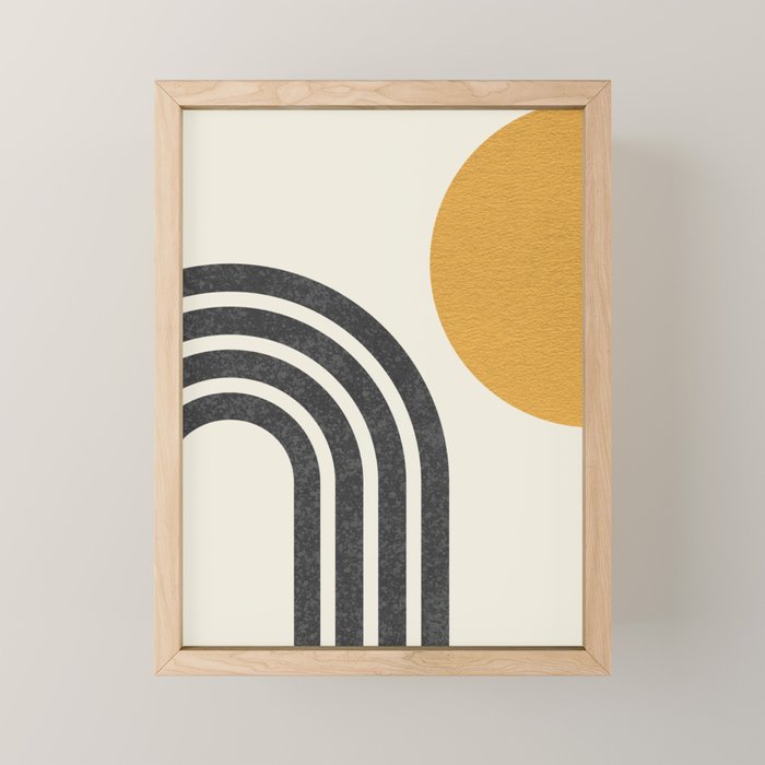 Mid century modern Sun and Rainbow Mini Art Print Gallery Image 1