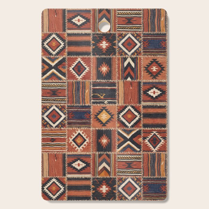 Geometric Tribal Patchwork Rug Design Cutting Board Gallery Image 1