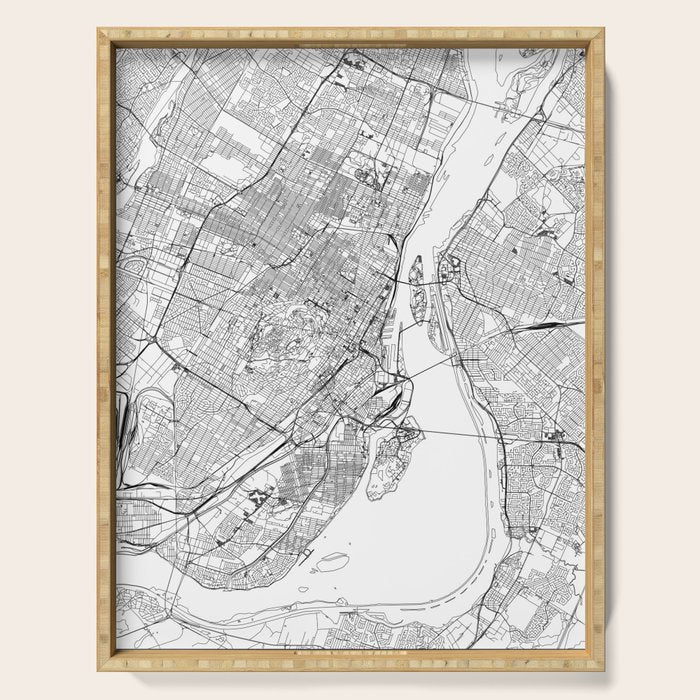 Montreal White Map Serving Tray Gallery Image 1