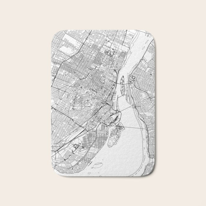 Montreal White Map Bath Mat Gallery Image 1