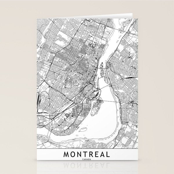 Montreal White Map Stationery Card Gallery Image 2