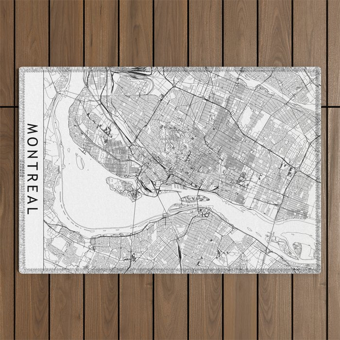 Montreal White Map Outdoor Rug Gallery Image 1