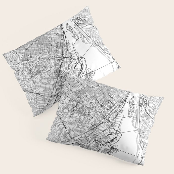 Montreal White Map Pillow Sham Gallery Image 1