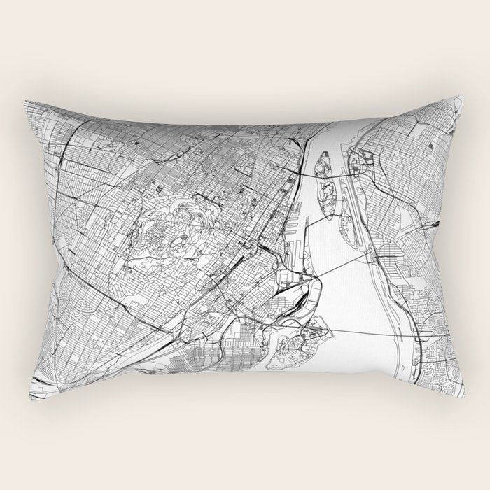 Montreal White Map Rectangular Pillow Gallery Image 2