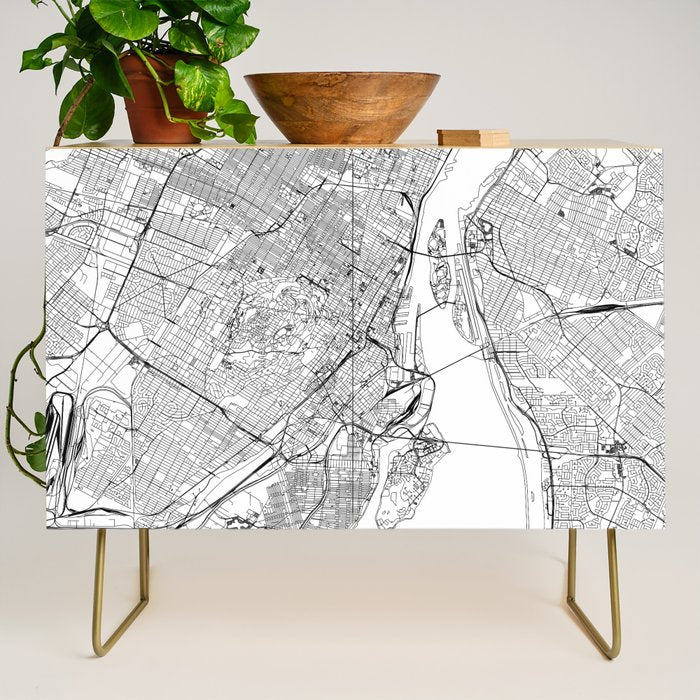 Montreal White Map Credenza Gallery Image 1