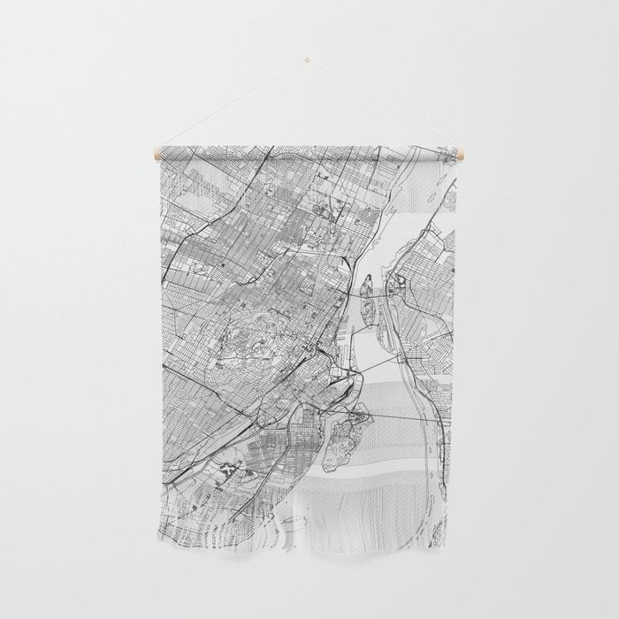 Montreal White Map Wall Hanging Gallery Image 1