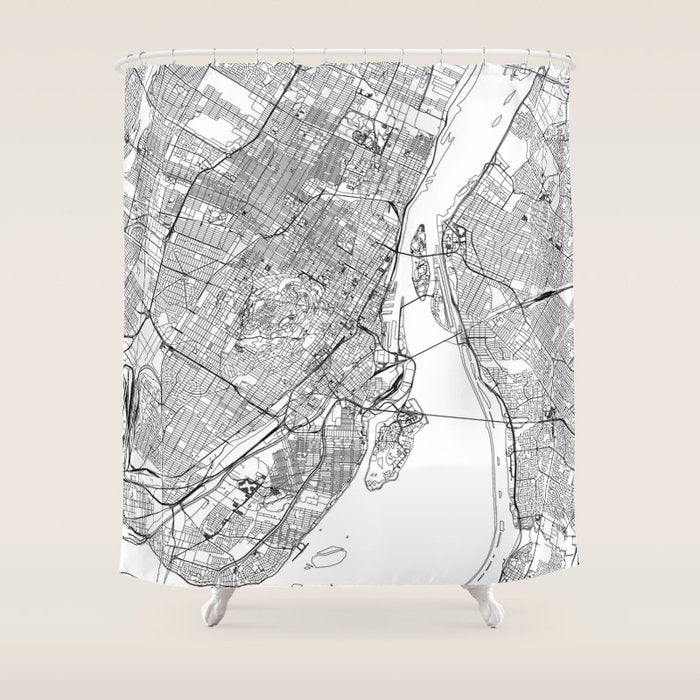Montreal White Map Shower Curtain Gallery Image 1