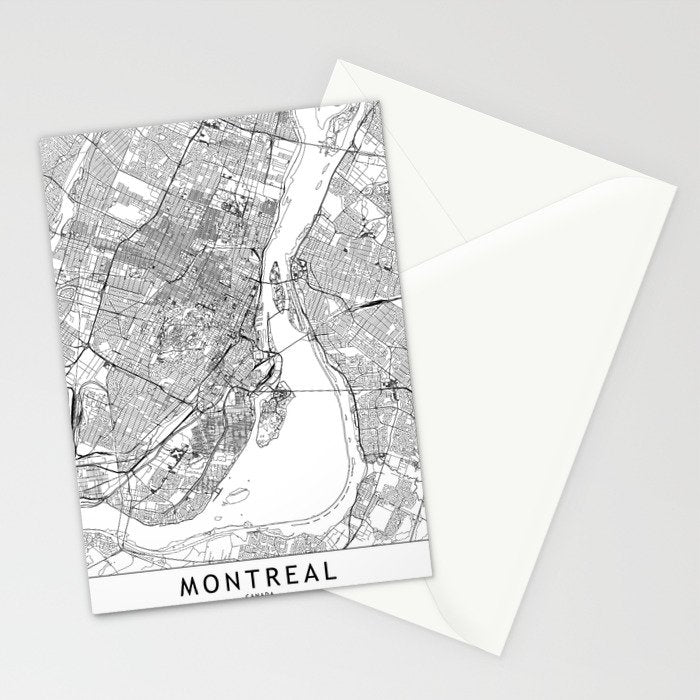 Montreal White Map Stationery Card Gallery Image 2