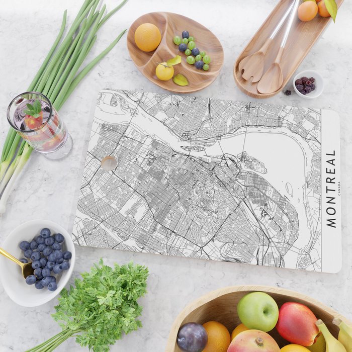 Montreal White Map Cutting Board Gallery Image 2