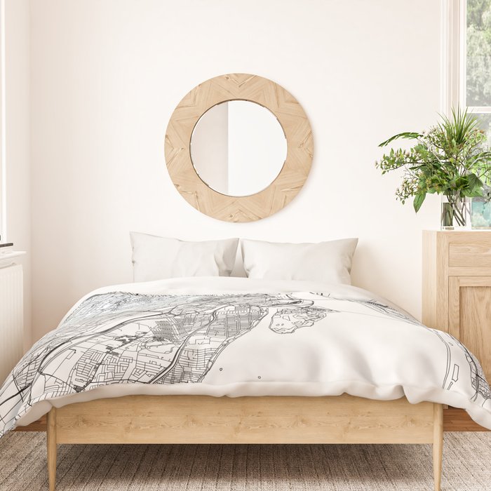 Montreal White Map Duvet Cover Gallery Image 3