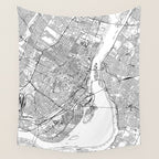 Montreal White Map Wall Tapestry Gallery Image 4