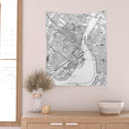 Montreal White Map Wall Tapestry Gallery Image 2
