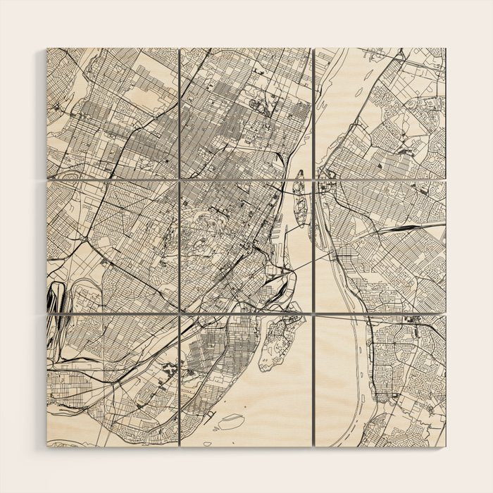 Montreal White Map Wood Wall Art Gallery Image 1