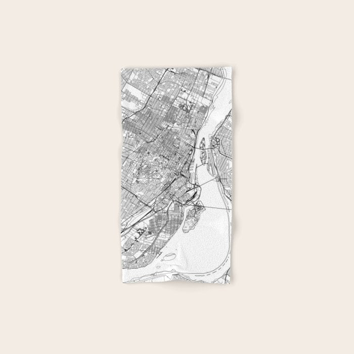 Montreal White Map Bath Towel Gallery Image 1