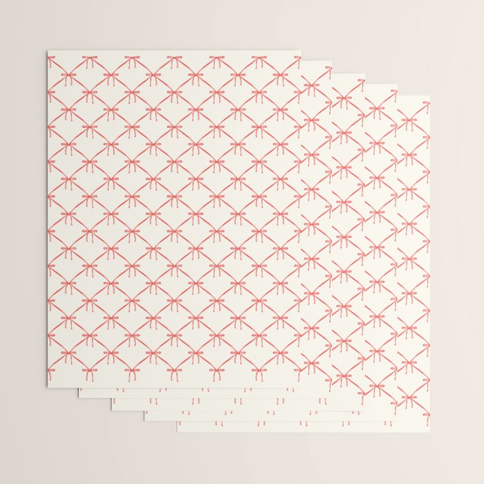 Bows & Ribbons Pattern II Red Wrapping Paper Gallery Image 3
