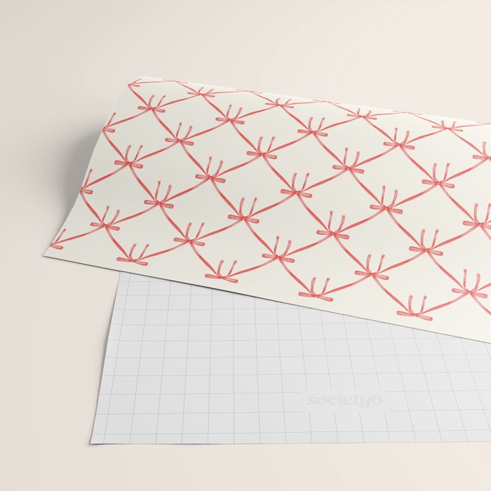Bows & Ribbons Pattern II Red Wrapping Paper Gallery Image 2