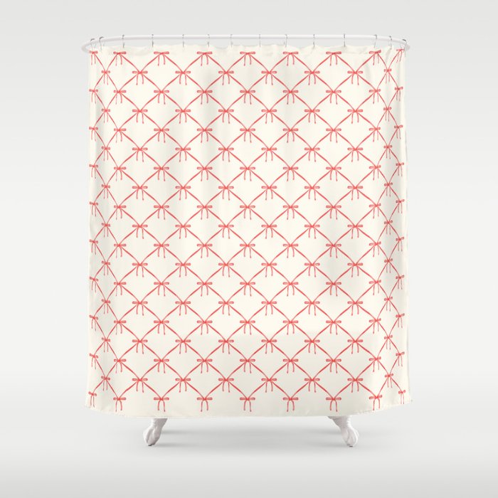 Bows & Ribbons Pattern II Red Shower Curtain Gallery Image 1