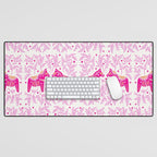 Swedish Dala Horses - Pink Palette Desk Mat Gallery Image 1