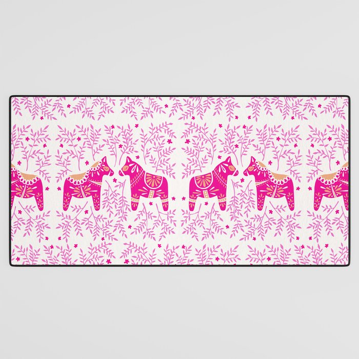 Swedish Dala Horses - Pink Palette Desk Mat Gallery Image 3