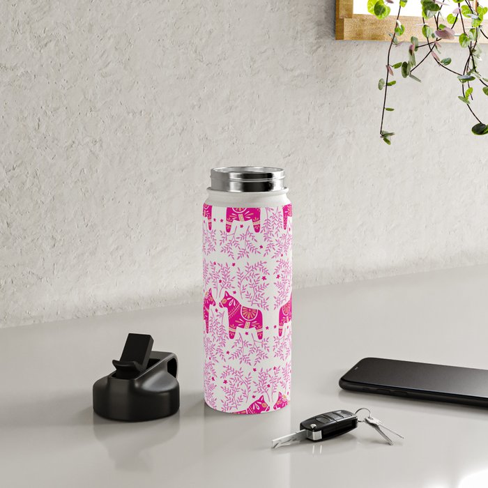Swedish Dala Horses - Pink Palette Water Bottle Gallery Image 5