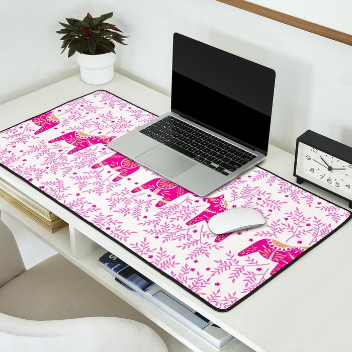 Swedish Dala Horses - Pink Palette Desk Mat Gallery Image 2