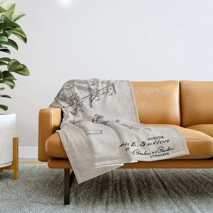 Table Tennis Patent - Tennis Art - Antique Throw Blanket Gallery Image 1