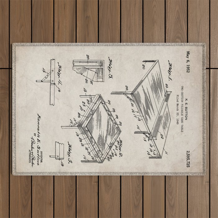 Table Tennis Patent - Tennis Art - Antique Outdoor Rug Gallery Image 1