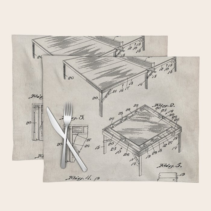 Table Tennis Patent - Tennis Art - Antique Placemat Gallery Image 1