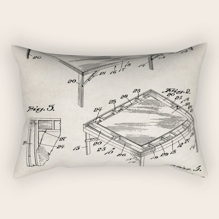 Table Tennis Patent - Tennis Art - Antique Rectangular Pillow Gallery Image 2