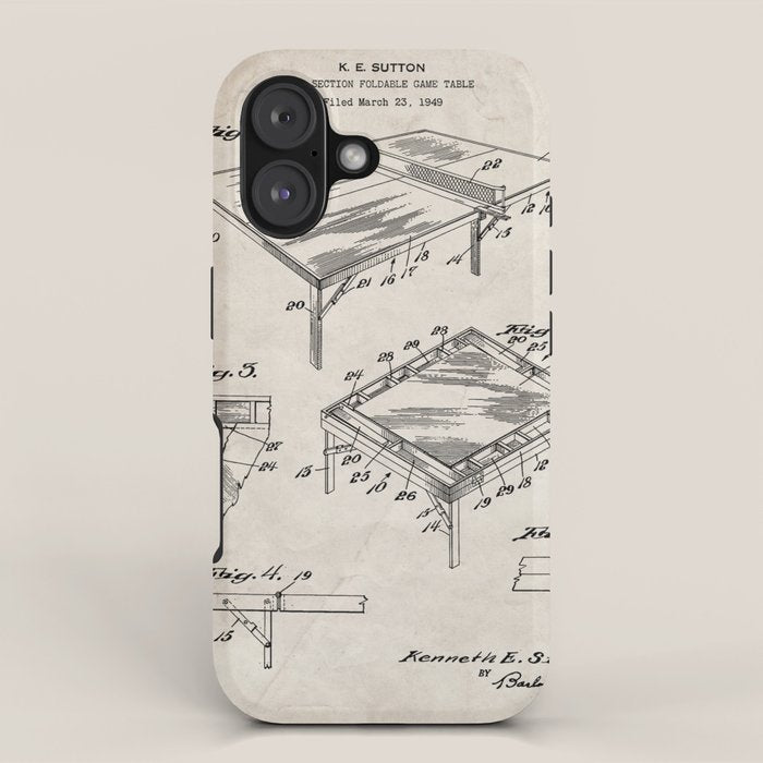 Table Tennis Patent - Tennis Art - Antique iPhone Case Gallery Image 1