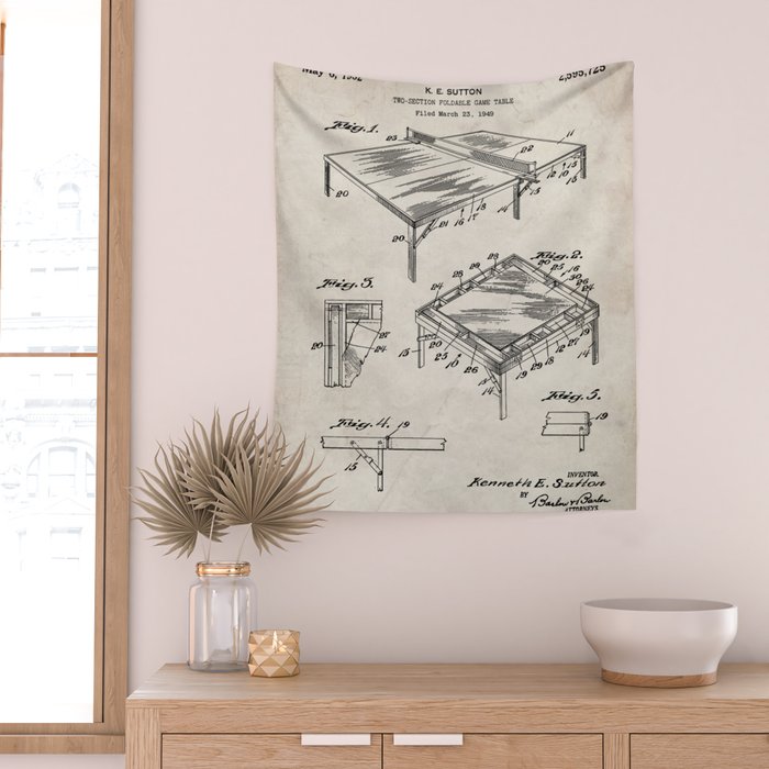 Table Tennis Patent - Tennis Art - Antique Wall Tapestry Gallery Image 2