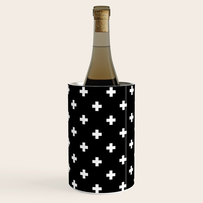 Swiss cross pattern white on black Wine Chiller Gallery Image 2