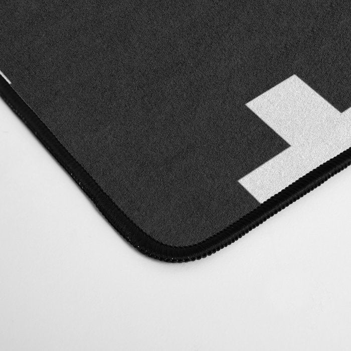 Swiss cross pattern white on black Desk Mat Gallery Image 4